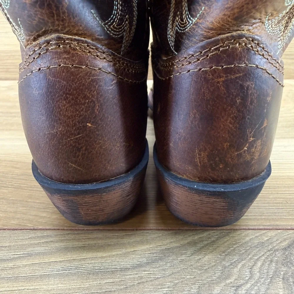 Tony Lama Vaquero Brown Western Boots Girls 12 Brown Tooled‎ Leather Rodeo Ranch